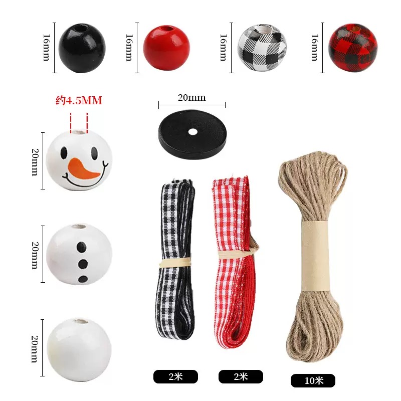 Beaded Strands Christmas Snowman Wooden Bead Set