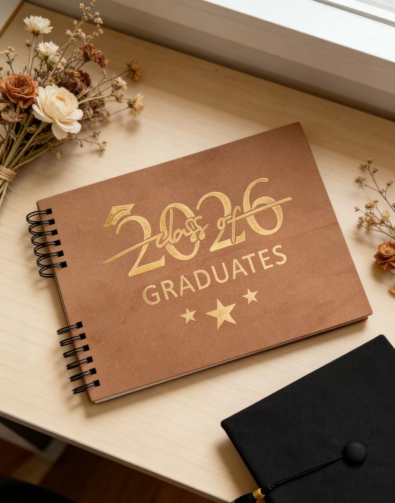 Back-to-School and Graduation Seasons 2026 Graduation Commemorative Spiral Notebook Vintage Wooden