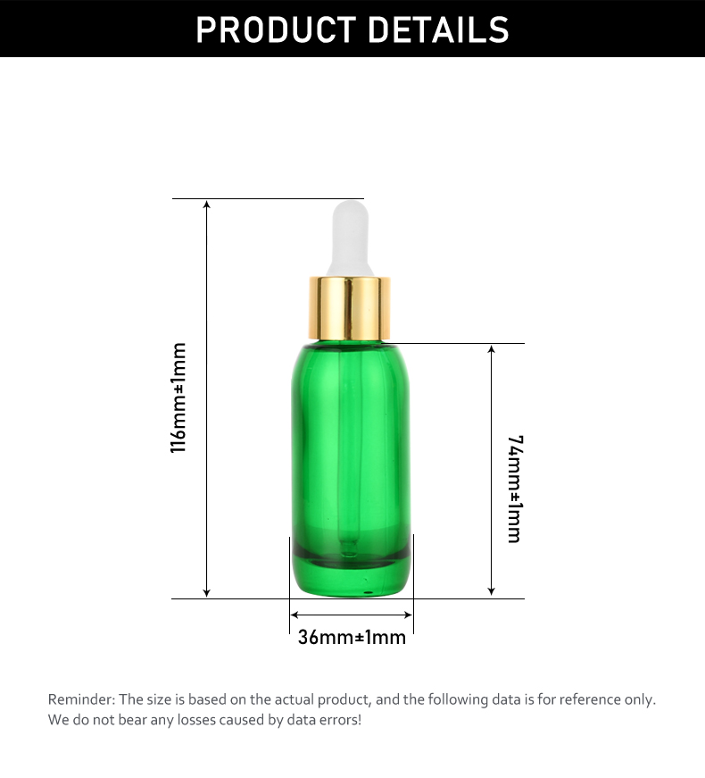 frasco cuentagotas 30ml Dropper Bottle for Serum Concentrates & Essential Oil – Customizable