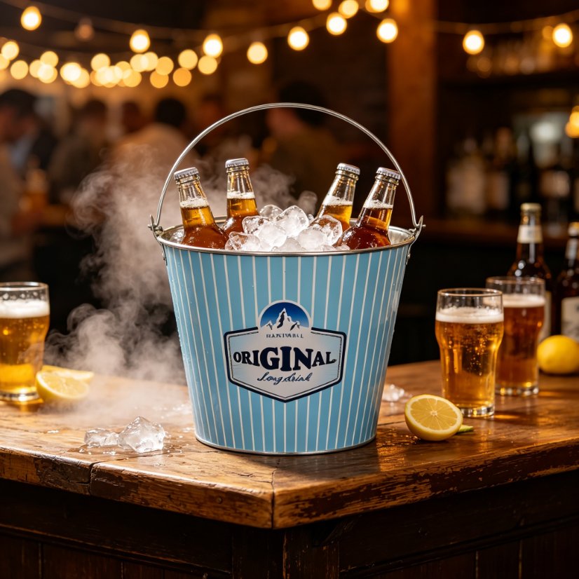 Buckets & Baskets Blue and White Printed Ice Bucket