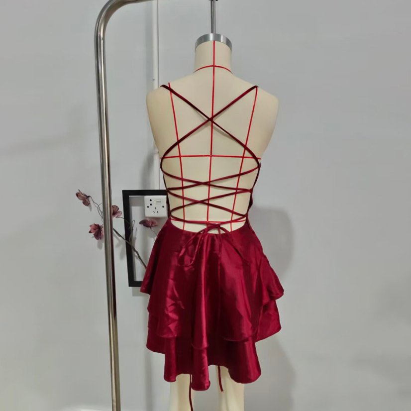 Dresses 201 Satin Camisole Dress with Double-Layer Skirt