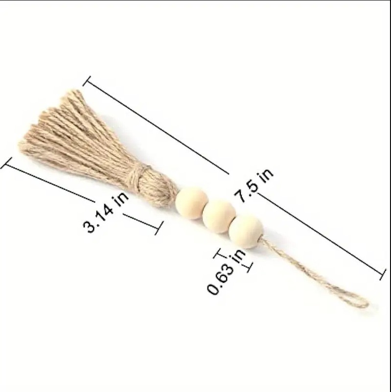 Beaded Strands Wooden Bead Garland with Jute Tassels
