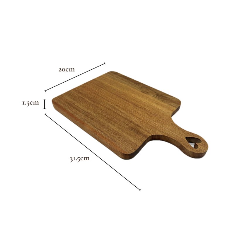 Flat Tray Heart Handle Acacia Wood Serving Tray | Custom Sizes Available