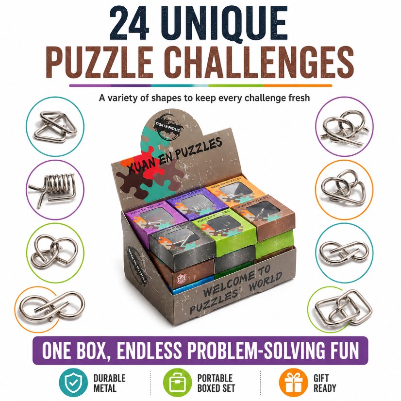 Puzzle Lock Single-Piece Metal Unlock Puzzle 24-in-1 Set