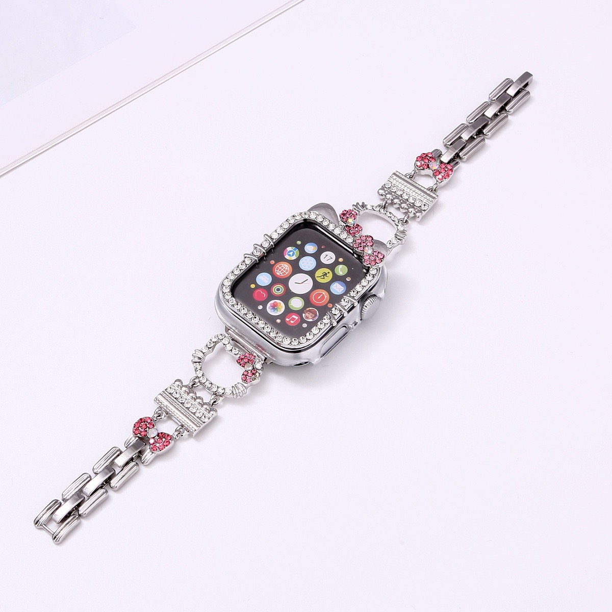 Alloy watch band KT Cat Rhinestone Metal Strap for Apple Watch All Series