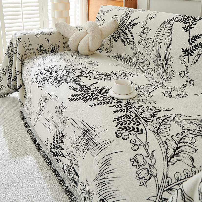 Jacquard sofa throw Lily of the Valley Sofa Throw