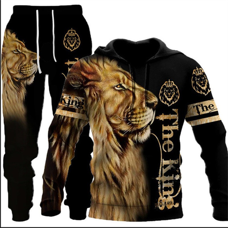Digital-print sweatshirt and sweatpants set 3D Digital-Print Hoodie Set