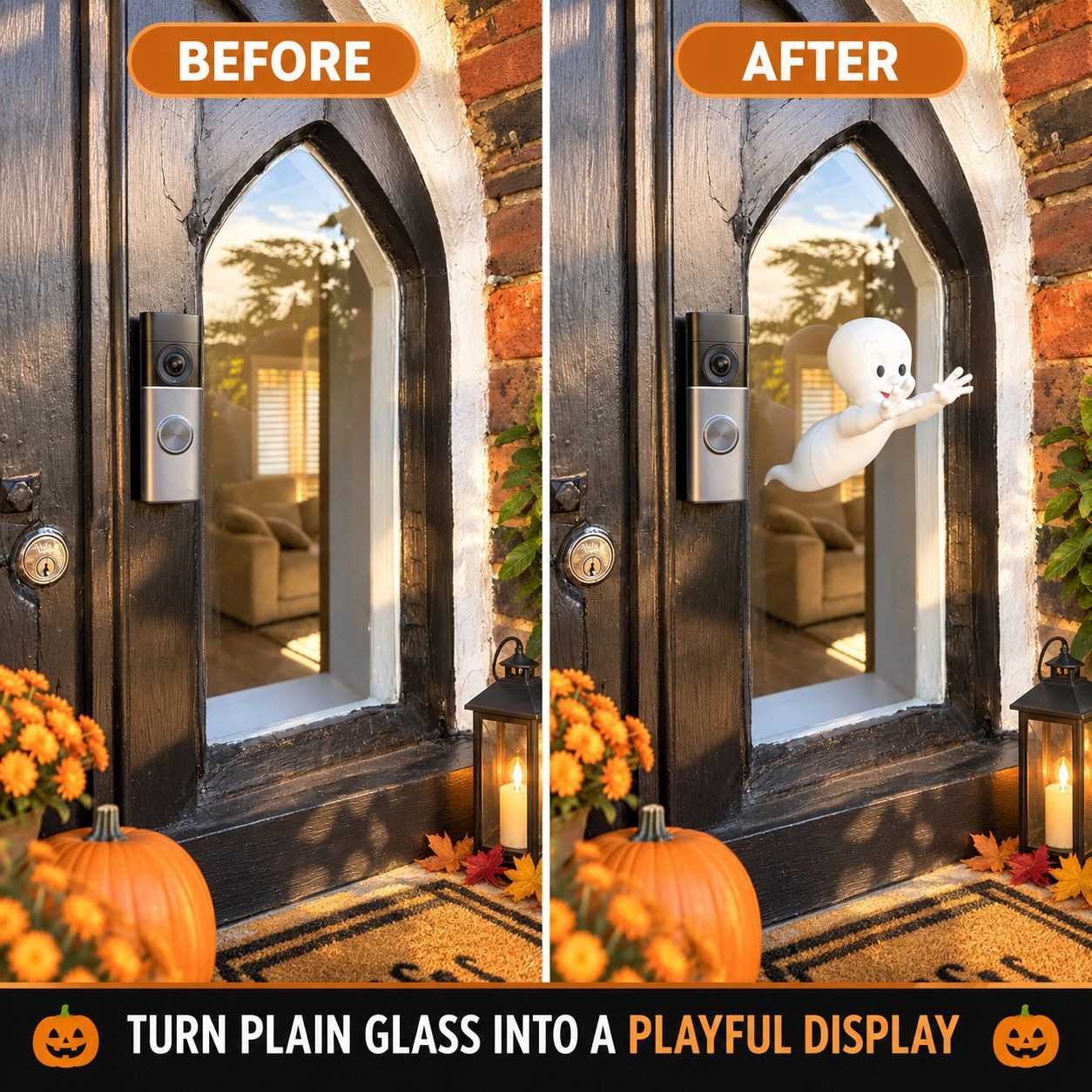Plastic Craft Ornaments Halloween window decal; ghost passing through the window