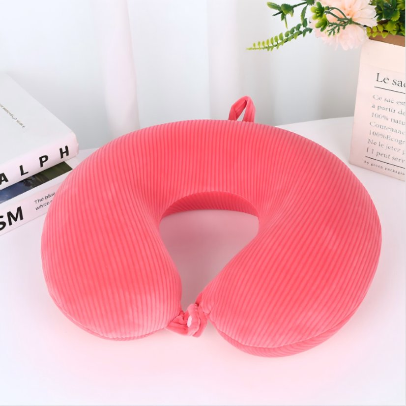 U-shaped pillow Vertical Ribbed Solid Color Memory Foam U-Shaped Pillow