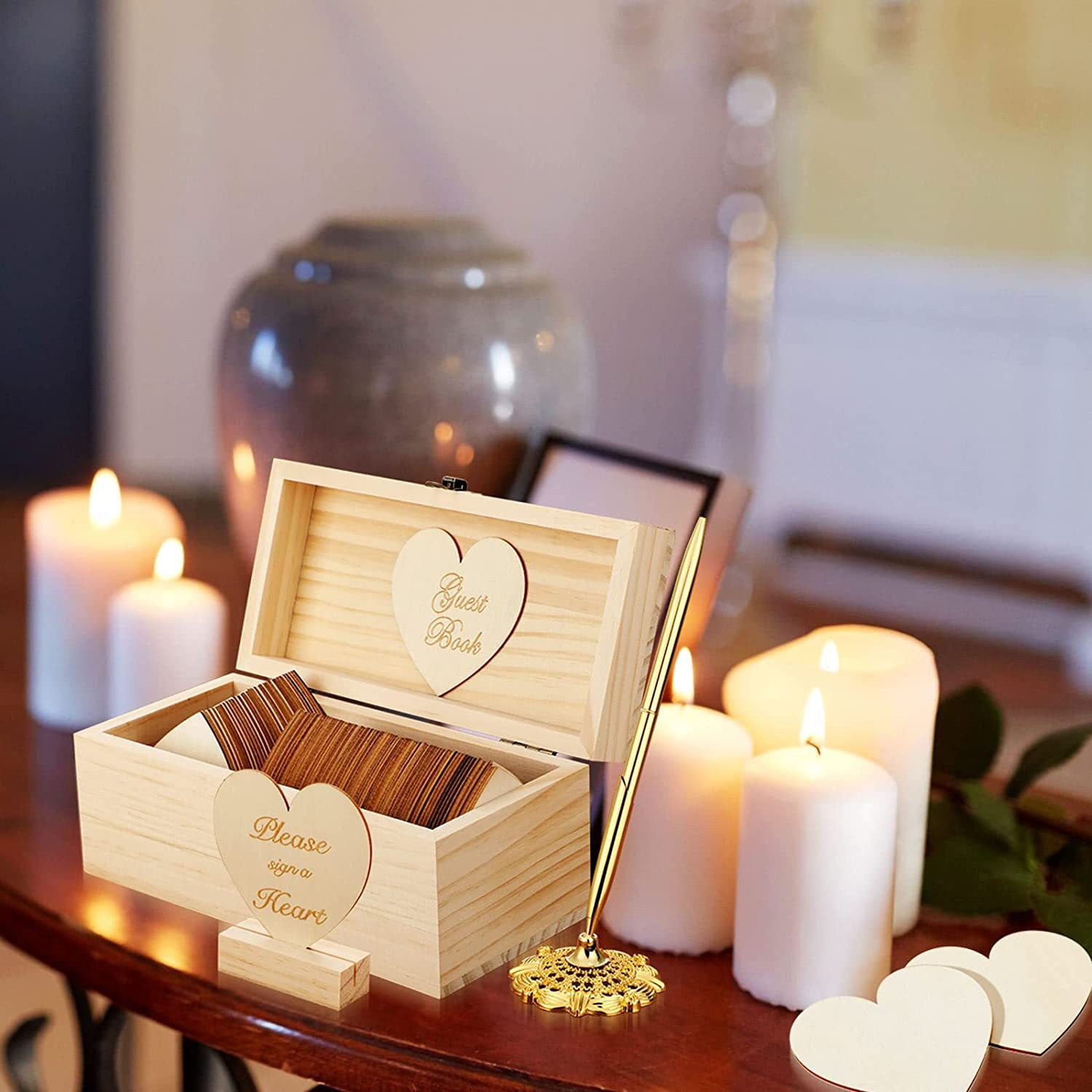 Wedding Supplies 80 Heart-shaped Gifts Festive Creative Wooden Message Box
