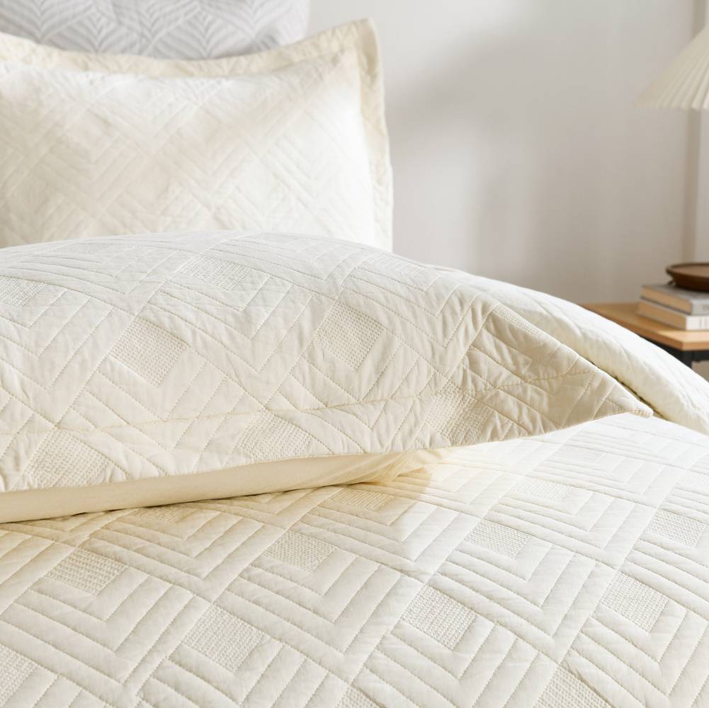 3-Piece Sets Encrypted Quilting Quilt Set Grid Embroider