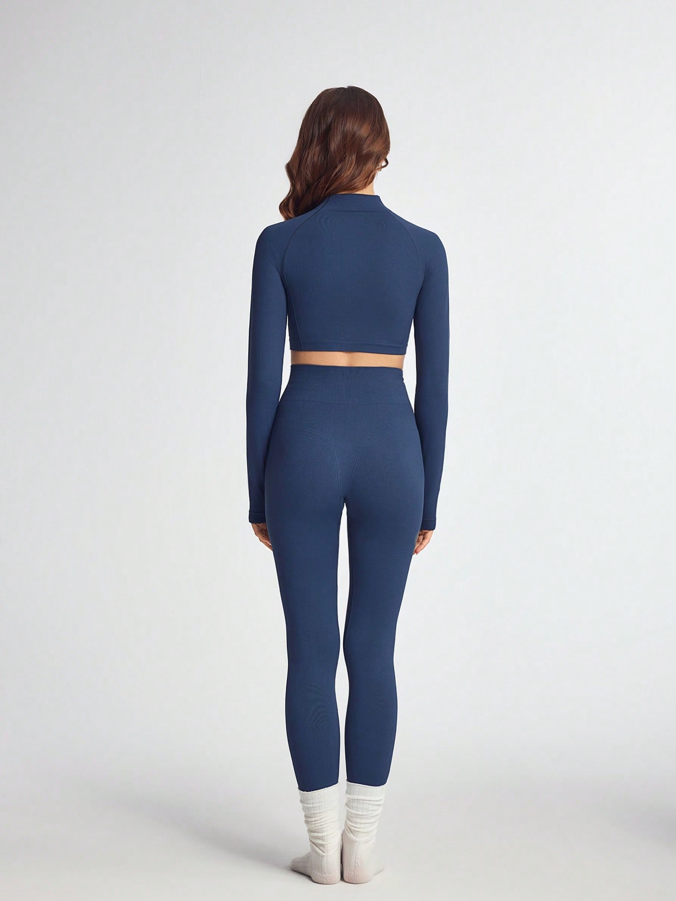 Yoga Set Seamless High-Waist Zip-Front Cropped Top Yoga Set