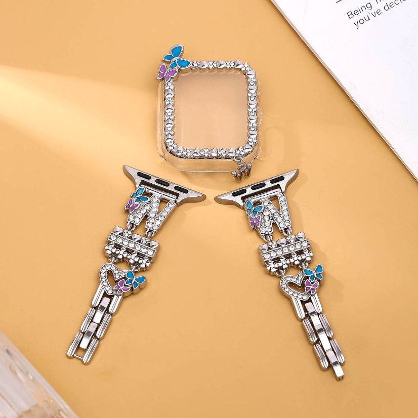 Alloy watch band 26-Letter Alphabet Rhinestone Strap Set for Apple Watch All Series