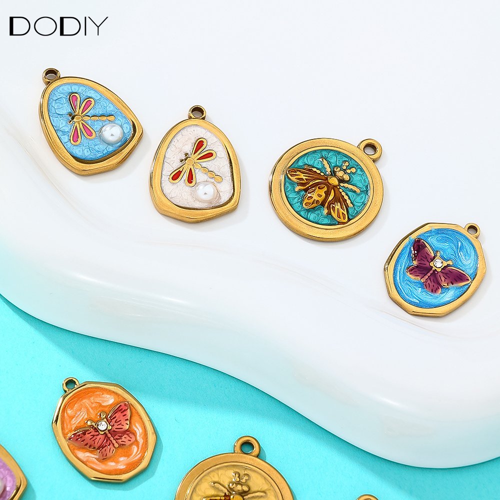 Charms DODY Enamel Insect Charms | 316L Stainless Steel 18K PVD Gold DIY Jewelry Charms