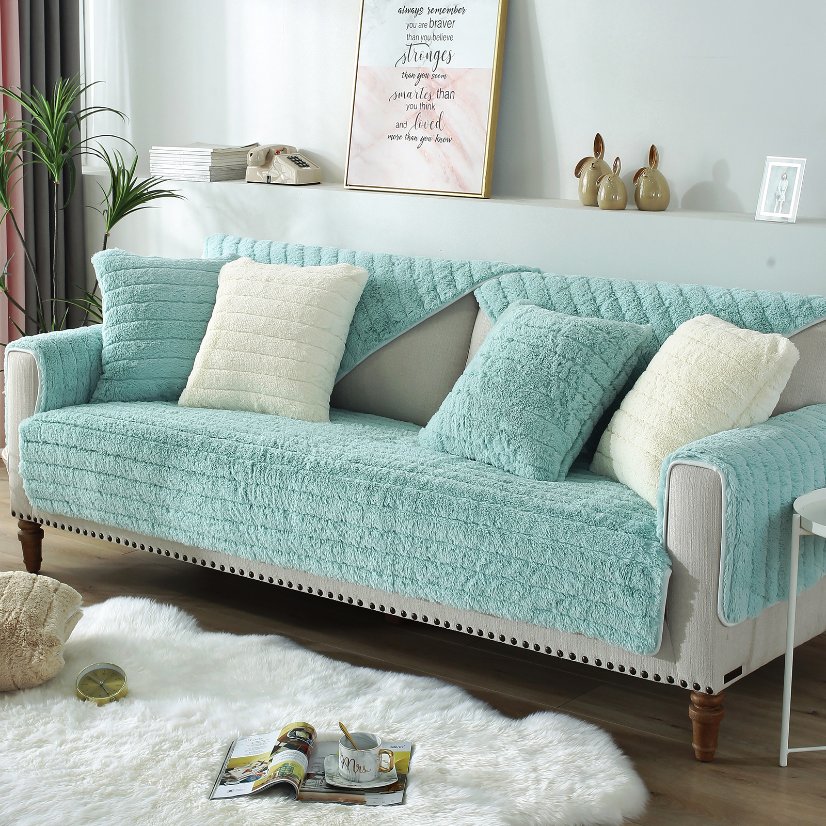 Plush sofa cushion Straight Stripe Long Plush Sofa Cushion