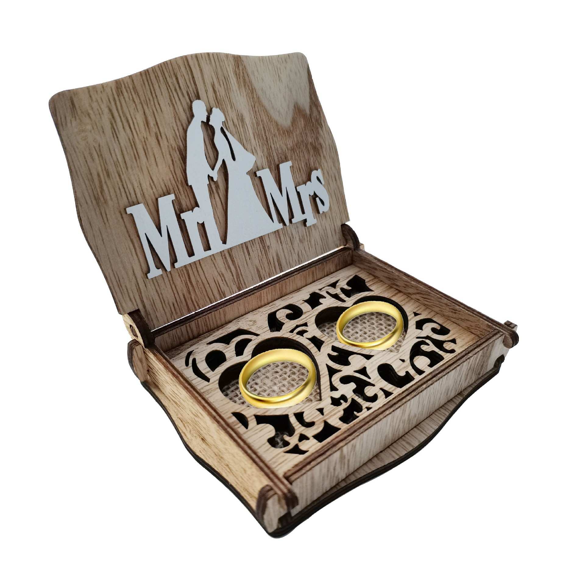 Wedding Supplies Wooden Jewelry Box Hollow Accessory Storage Ring Box