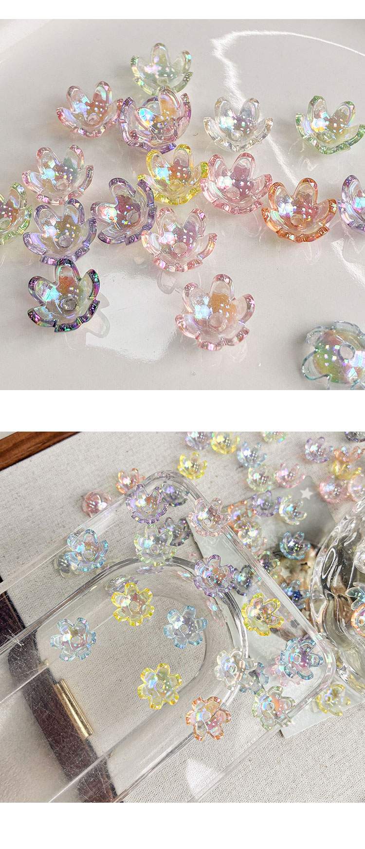 Flower & Leaf Shaped Charms High-quality fine sparkling claw flower