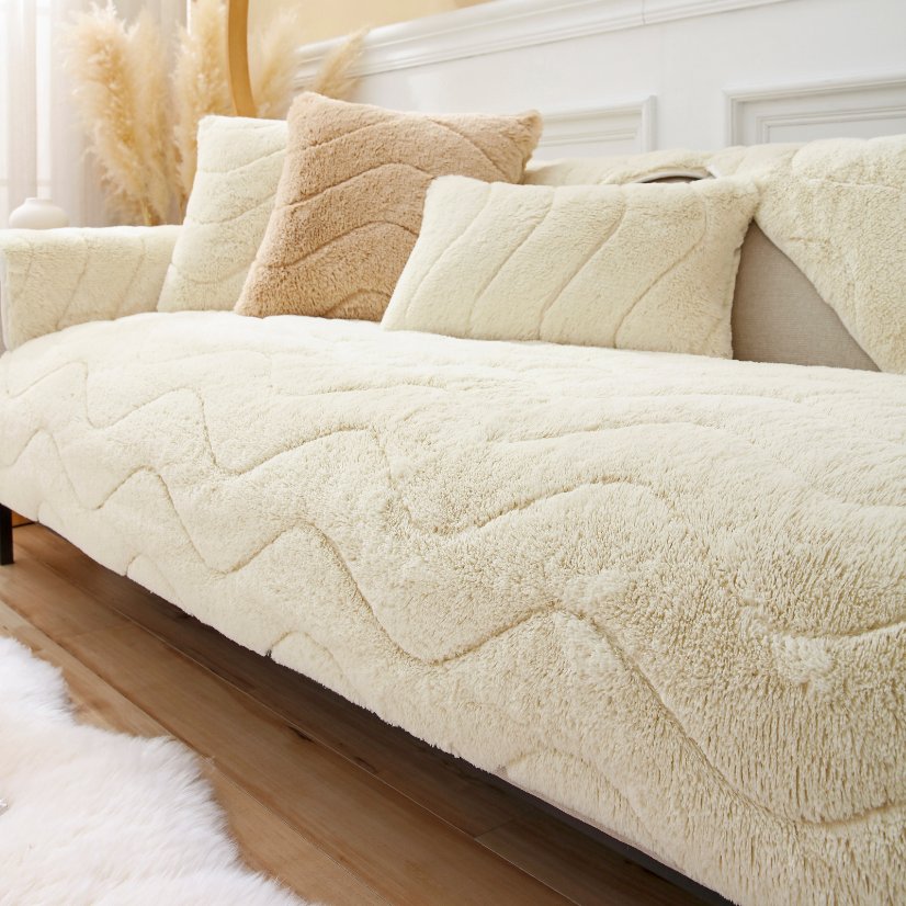 Plush sofa cushion Wavy Long Plush Sofa Cushion