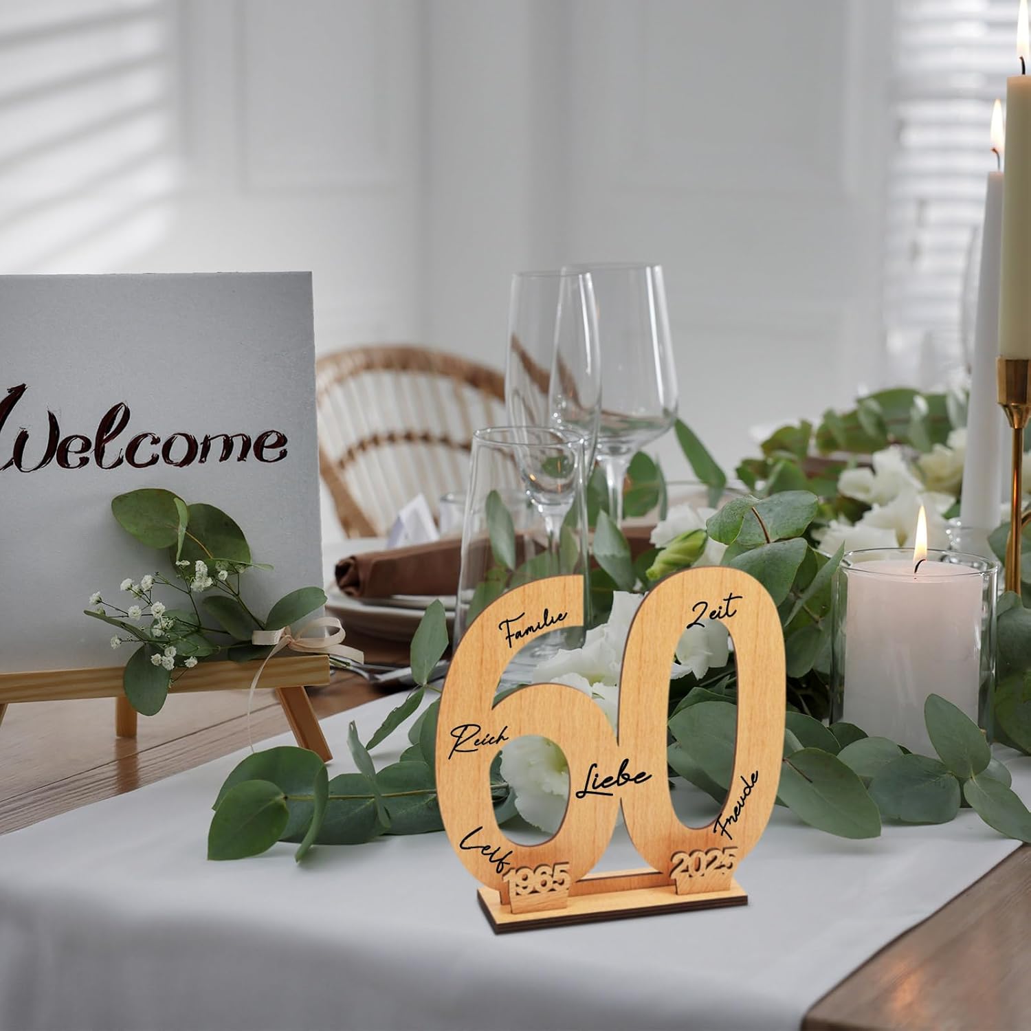 Holidays, gifts Wooden Signature Book 60th Birthday Wooden Independent Signature Number