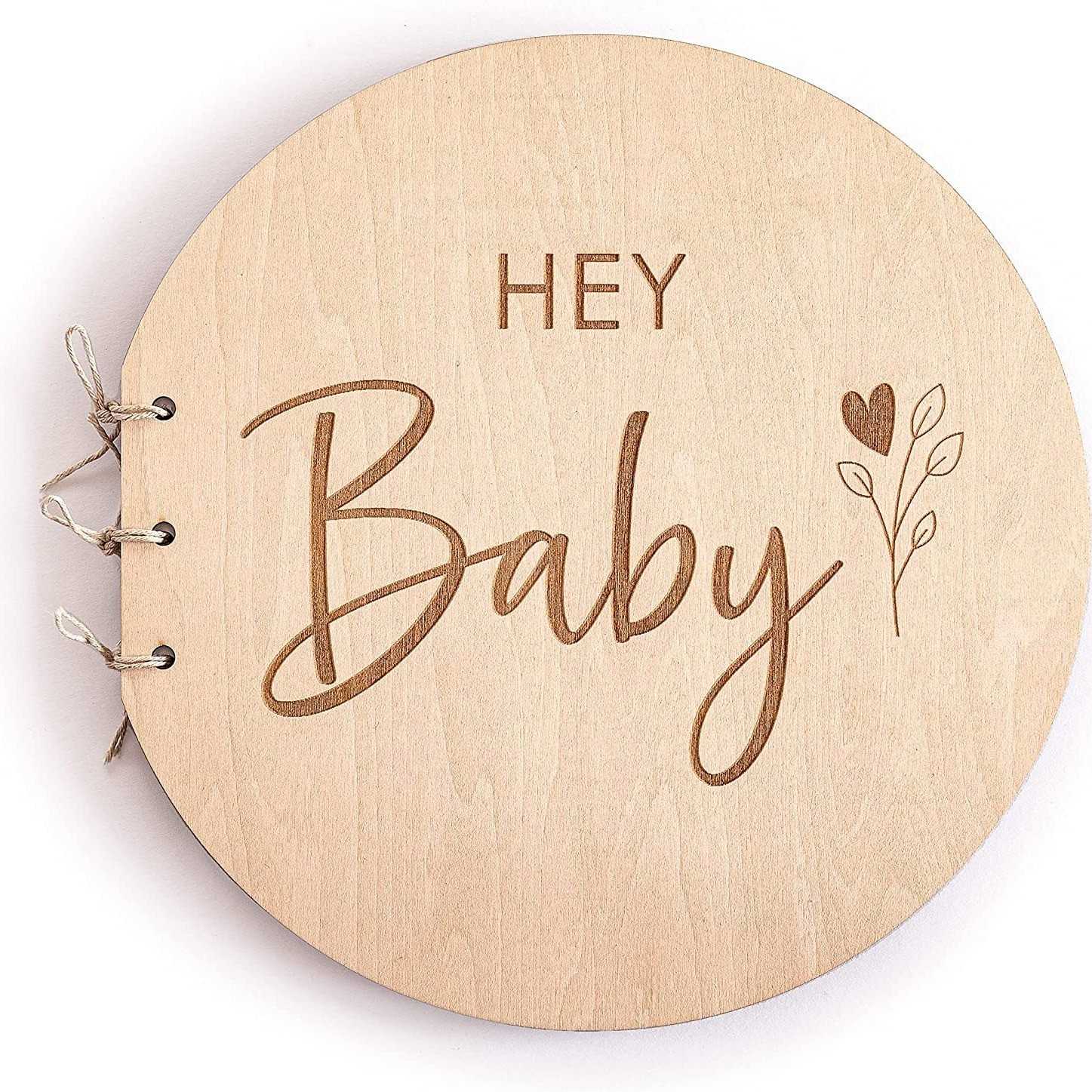 Infant Baptism Wooden Cover Guest Book for Infant Baptism