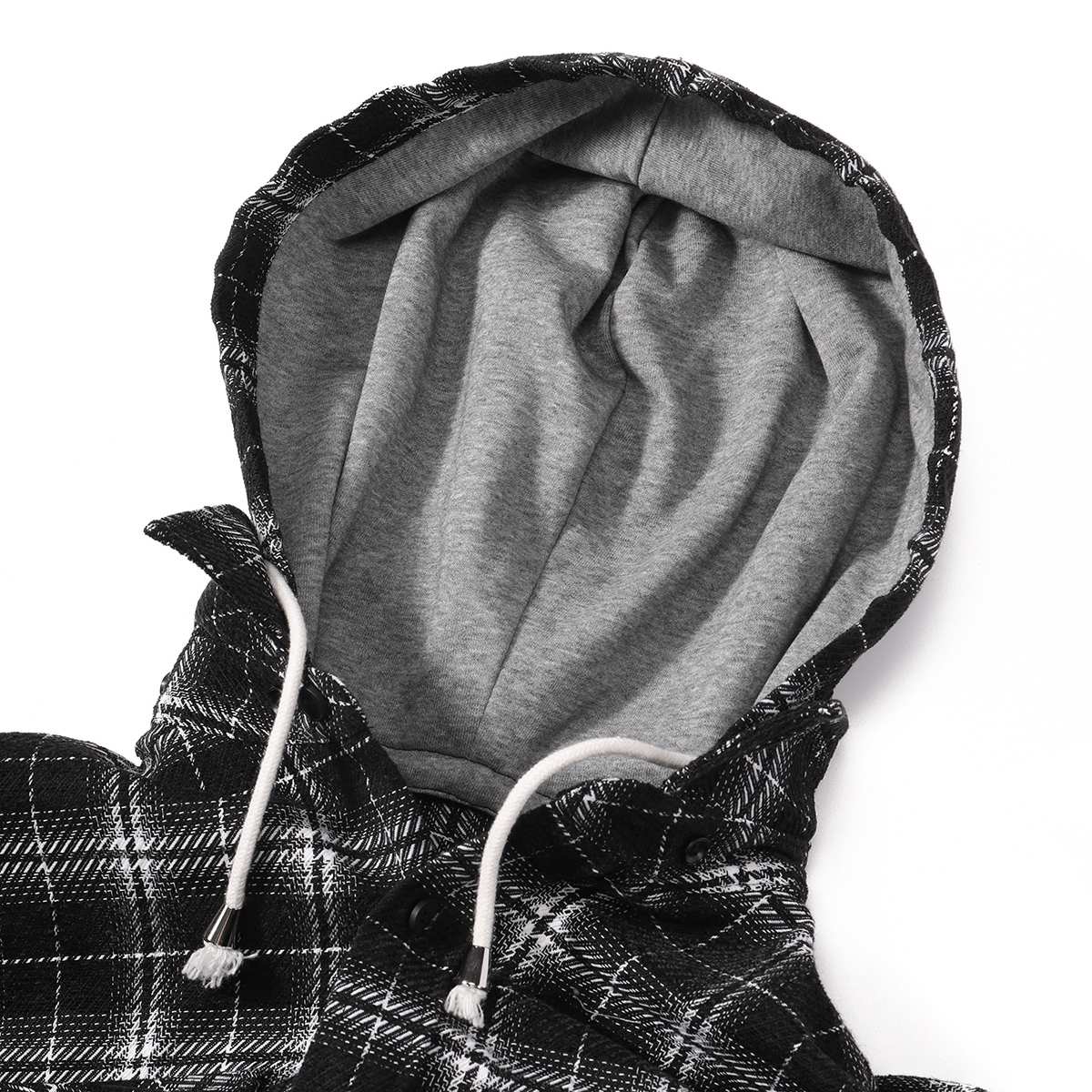 Casual Shirt Textured Plaid Hooded Shirt