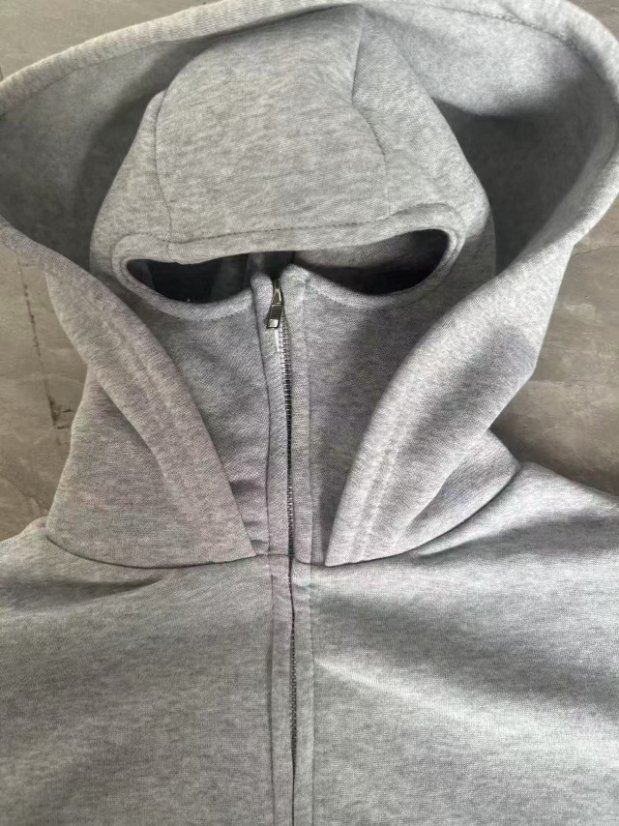 Men's Zip-Up Hoodie Double-Hood Masked Zip-Up Hoodie
