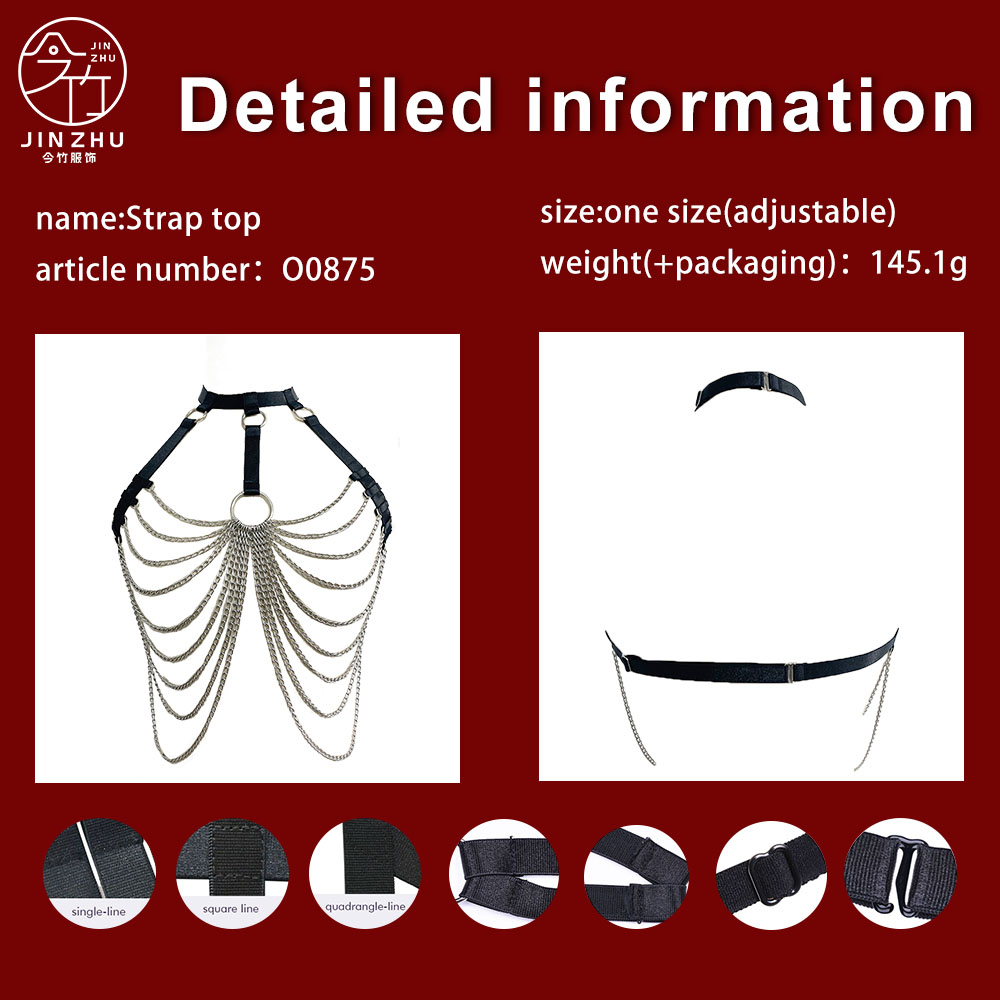 女士上衣 Women's Punk Multi-Layer Chain Body Harness – Choker-Style Chest Chain