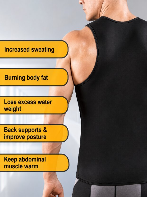 vest-top-tshirt-jacket-bra-tank Men's Heat Trapping Pullover Sweat Enhancing Vest - Sauna Suit Shirt Compression Vest Shapewear Top for Gym Exercise