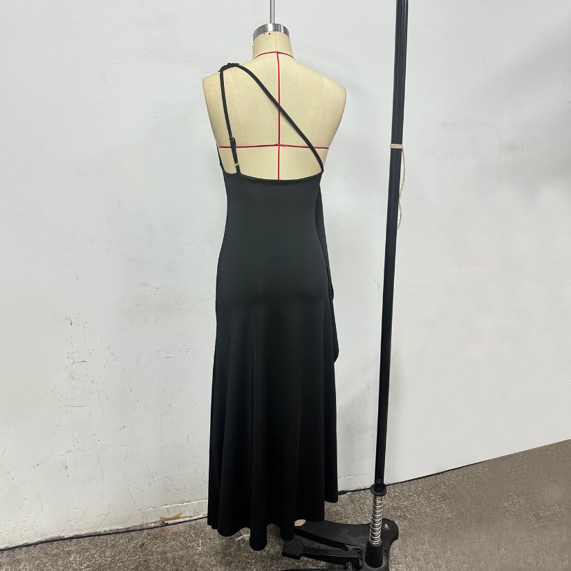 Evening Gowns 6567 One-Shoulder Ruched High-Slit Satin Gown