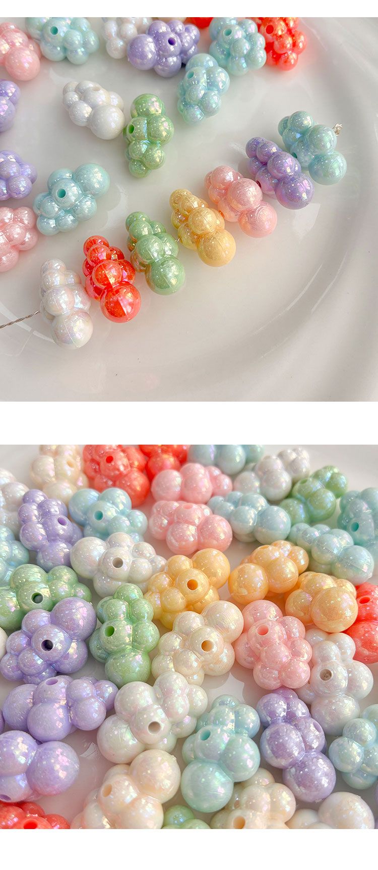 Solid Color Iridescent Plated Beads Cloud beads-618