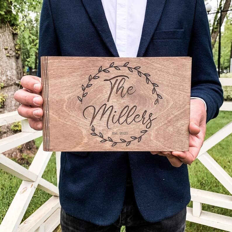 Wedding Sign-in Rustic Style Wooden Personalized Guest Book Wedding Guest Sign-in Book