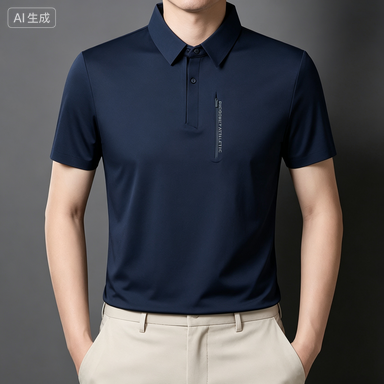 Men's Business Polos Men's Seamless Ice-Silk Short-Sleeve Business Polo Shirt