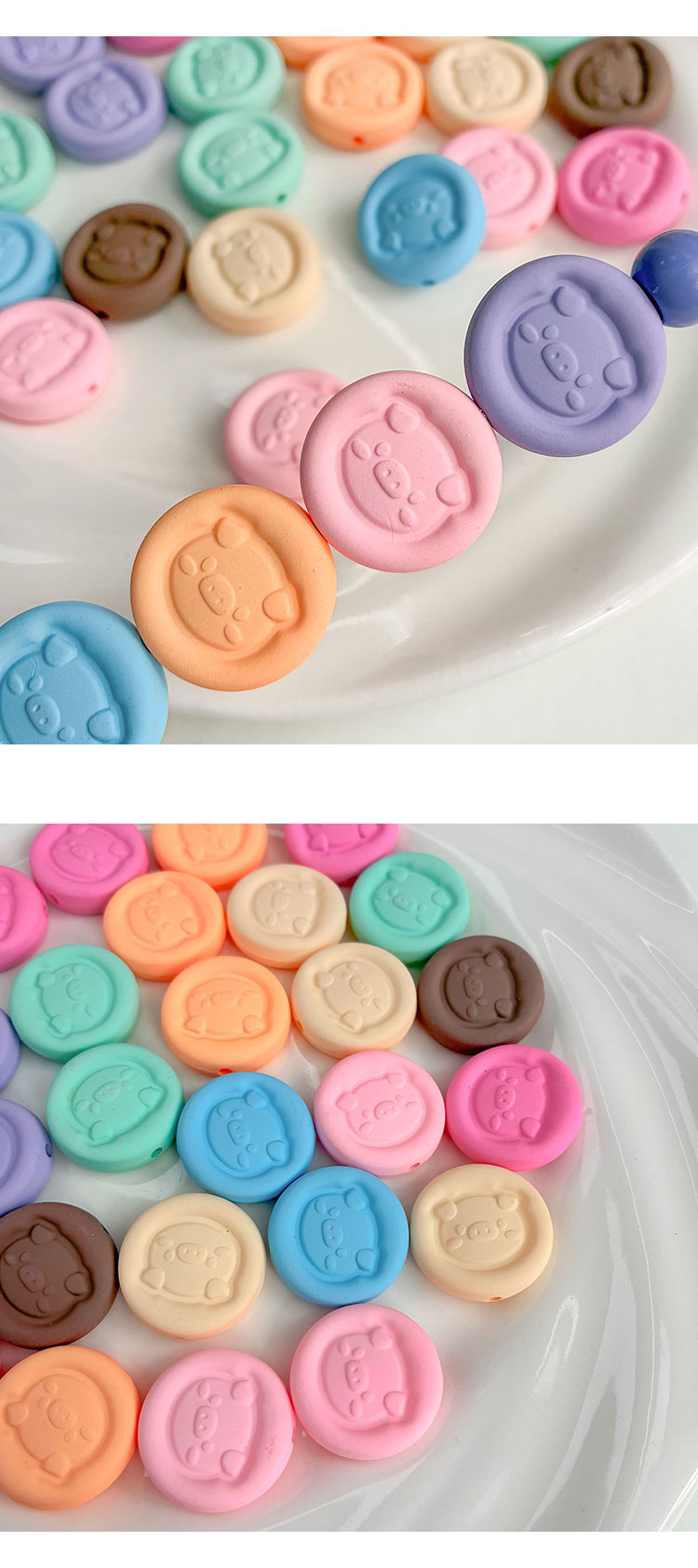 High-Quality UV Beads Rubber cute piggy round bead