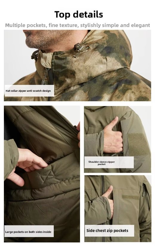 Mountaineering Jacket Cross-Border Exclusive Tactical Cold-Weather Cotton Jacket – Thickened Windproof Waterproof Outdoor Hooded Parka Winter Warm – OEM/Private Label Available