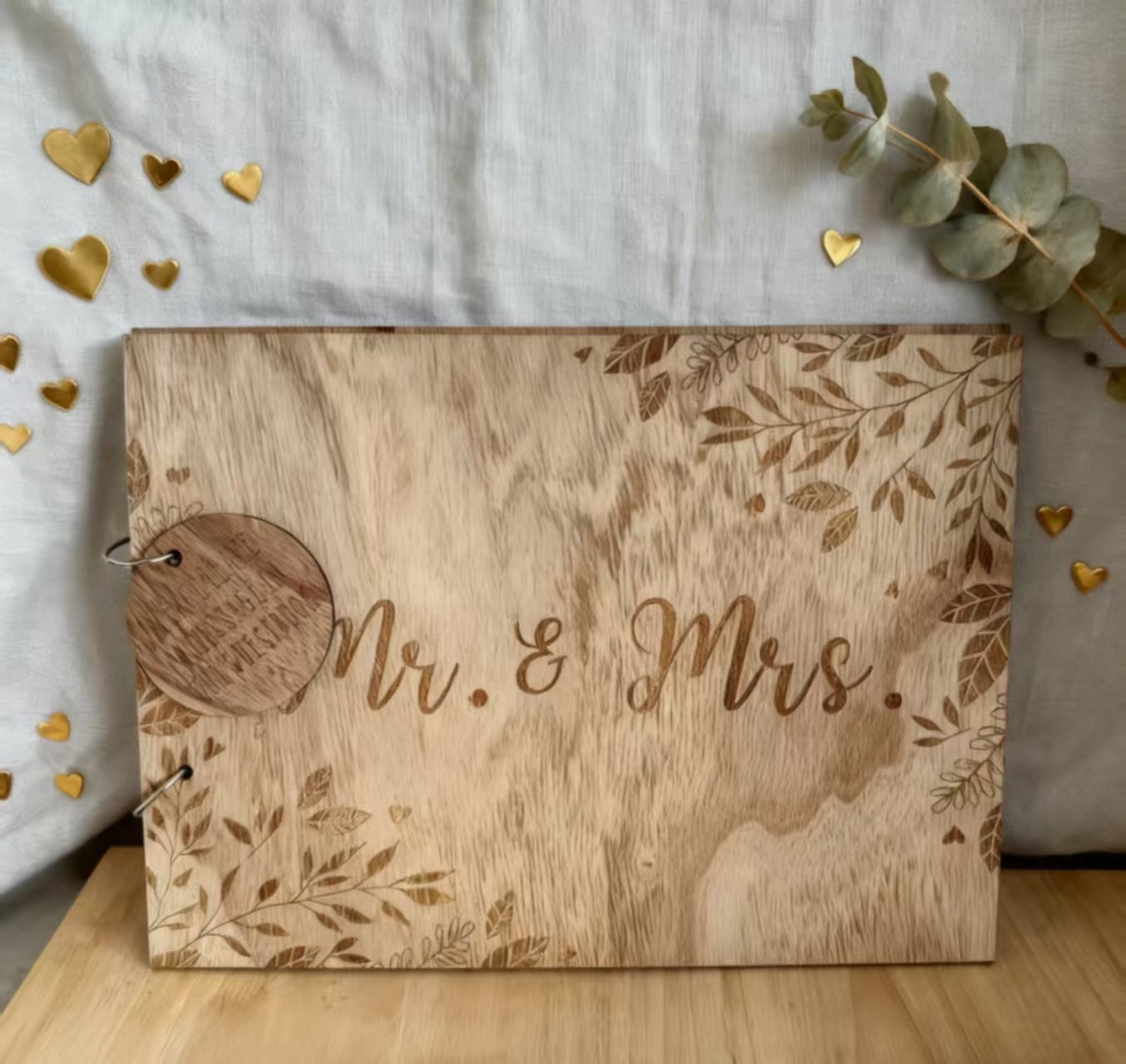 Personalized Photo Album Wooden Guest Book Signature Book Wedding Message Book