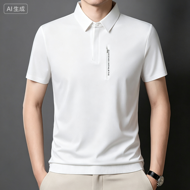 Men's Business Polos Men's Seamless Ice-Silk Short-Sleeve Business Polo Shirt