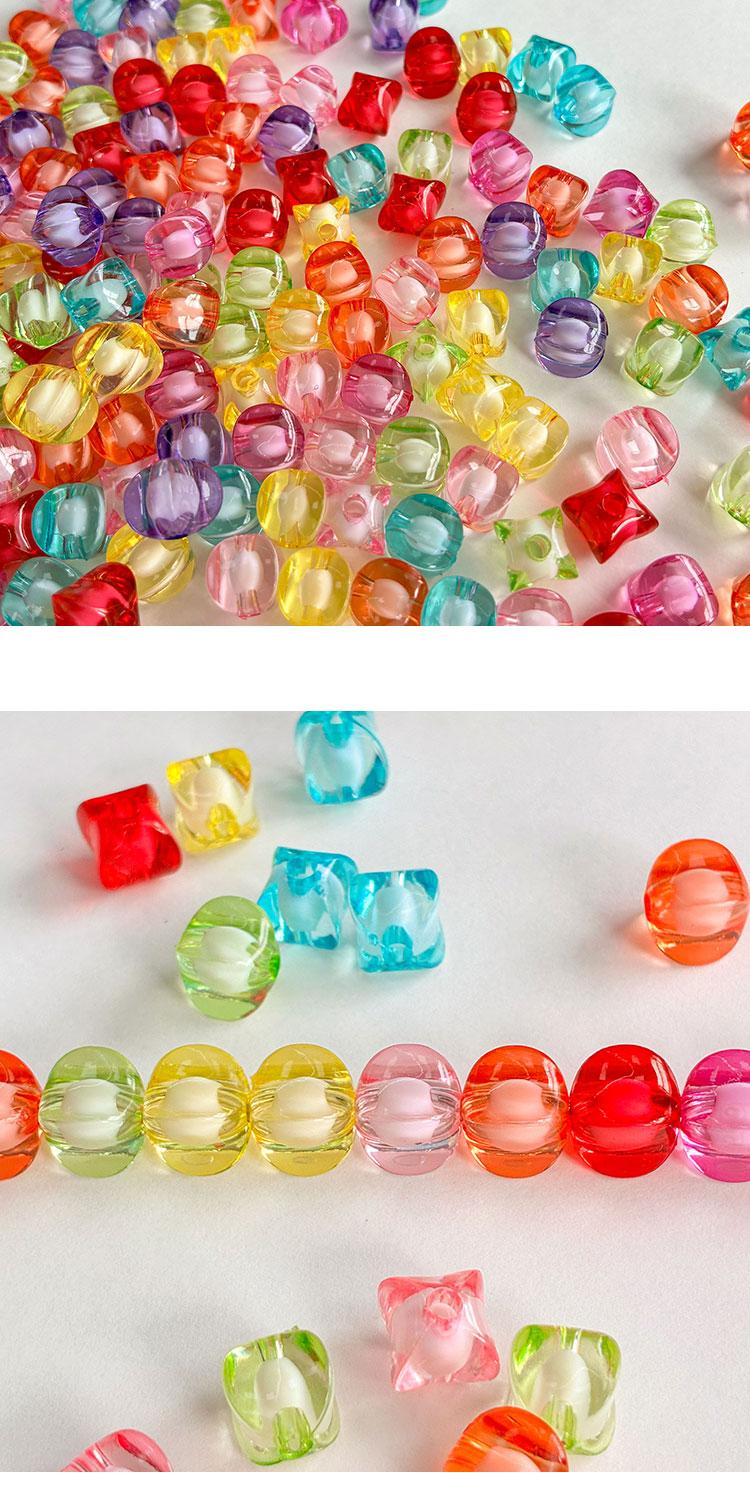 Transparent Acrylic Beads Bead in bead, four-cornered bead