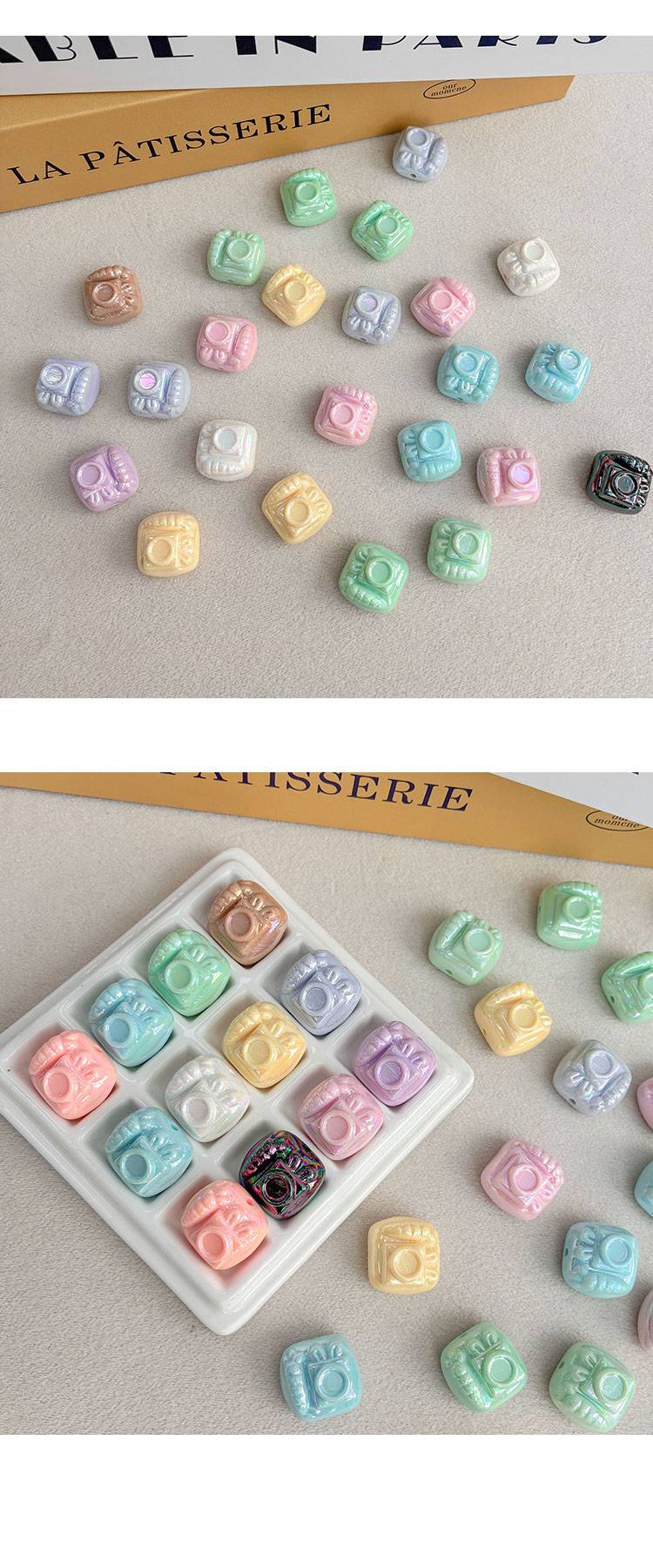 Solid Color Iridescent Plated Beads Camera-shaped beads