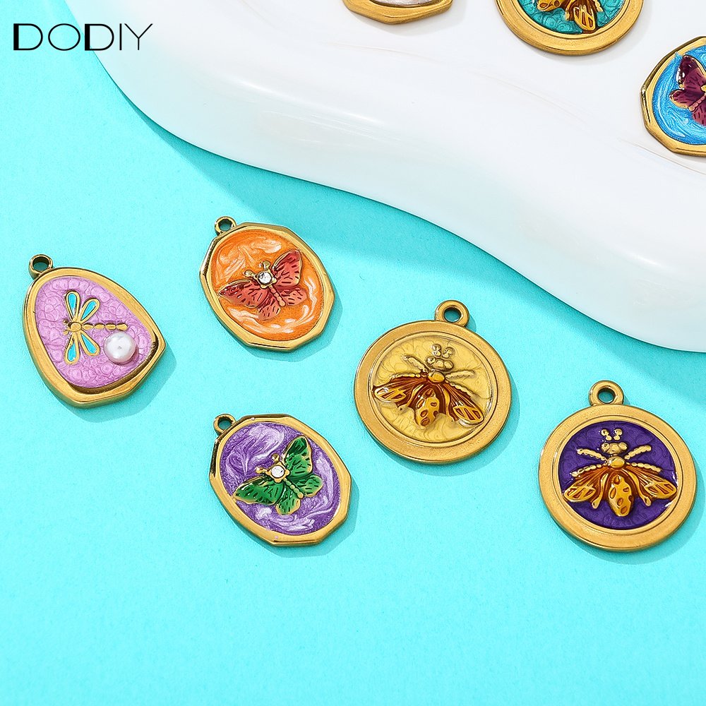 Charms DODY Enamel Insect Charms | 316L Stainless Steel 18K PVD Gold DIY Jewelry Charms
