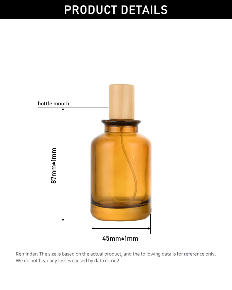 frasco de perfume 30ml / 50ml / 100ml Multi-Size Perfume Spray Bottle with Wooden Cap