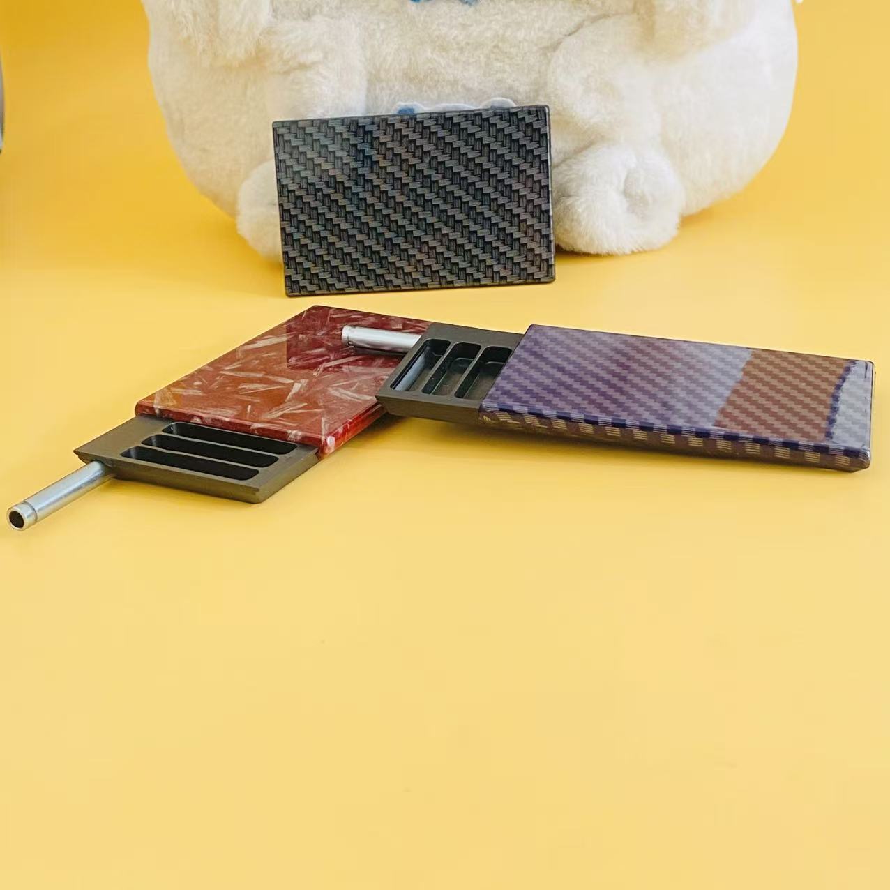 Slide-Case Storage Cool Carbon‑Fiber Pattern Sliding Mini Box