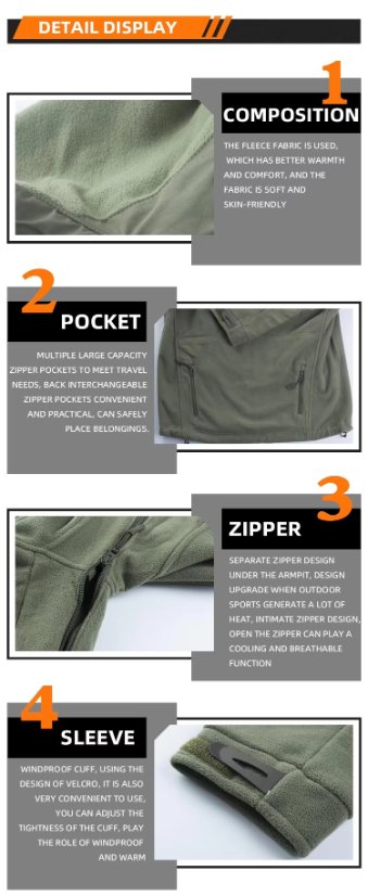 Fleece Jacket Factory Supply Fleece Liner Jacket Tactical Camo – 100% Polyester Anti-Static Anti-Tear All-Season Outdoor