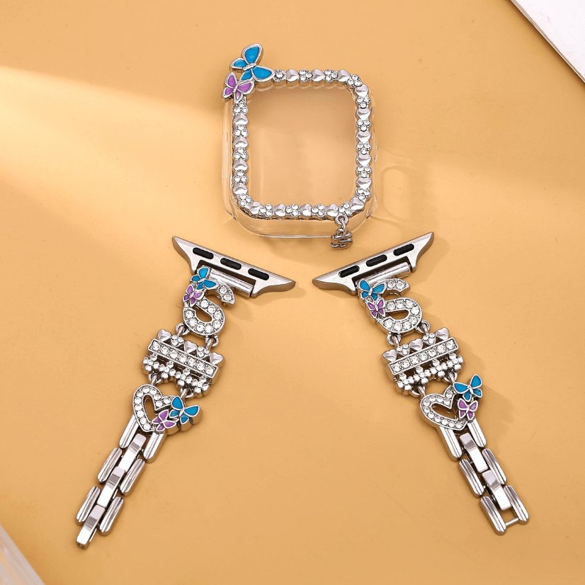 Alloy watch band 26-Letter Alphabet Rhinestone Strap Set for Apple Watch All Series