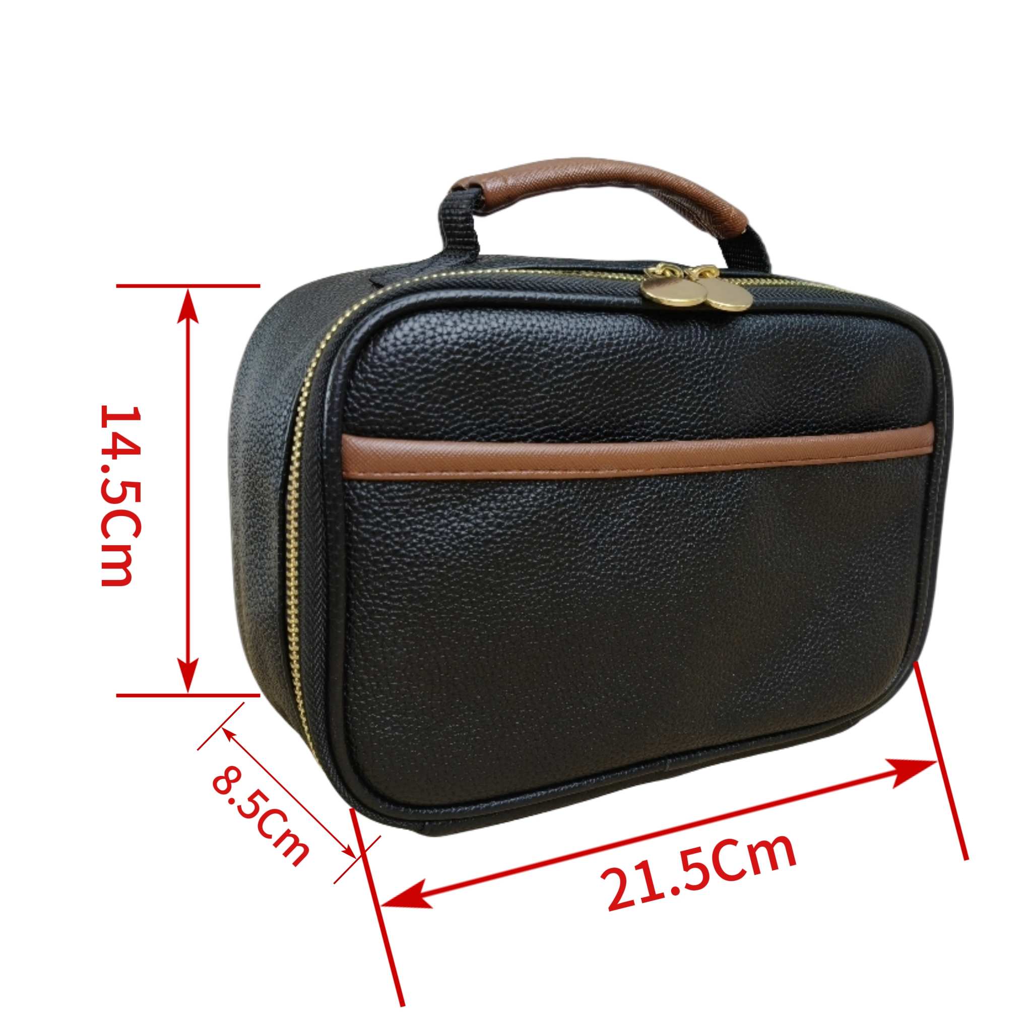 Makeup bag Black Leather Cosmetic Bag