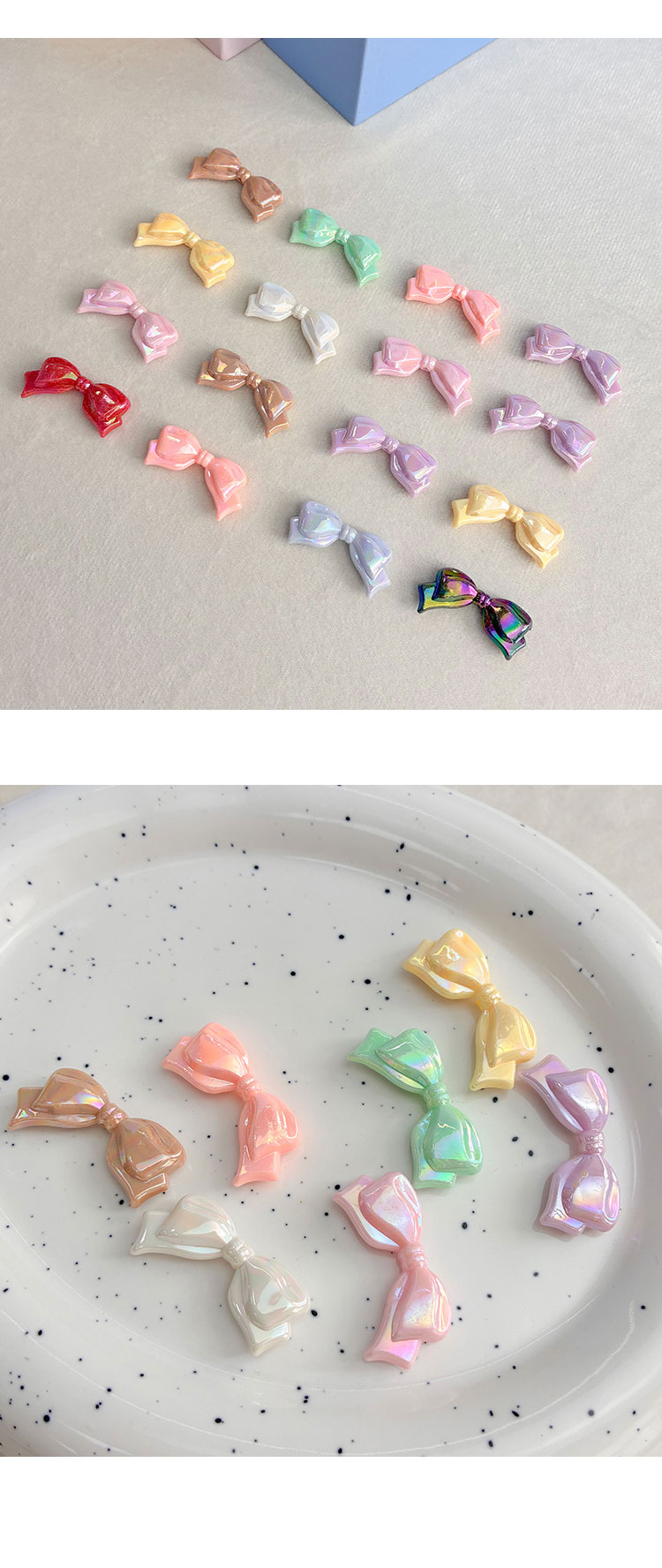 Transparent Acrylic Beads AB Bowknot bead