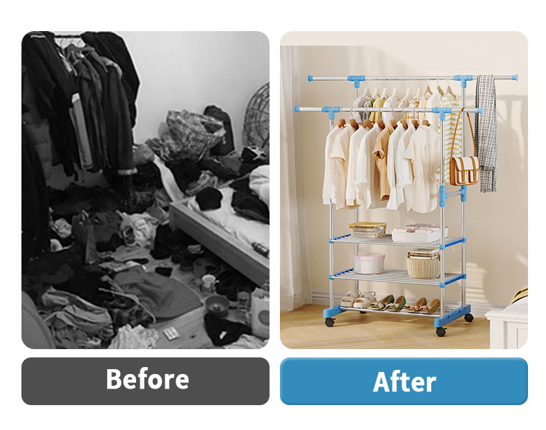 Double Rod Double Rod Multifunctional Clothes Rack