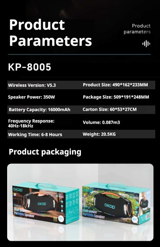 Portable Outdoor Bluetooth Speaker KP-8005 Wireless Bluetooth Speaker
