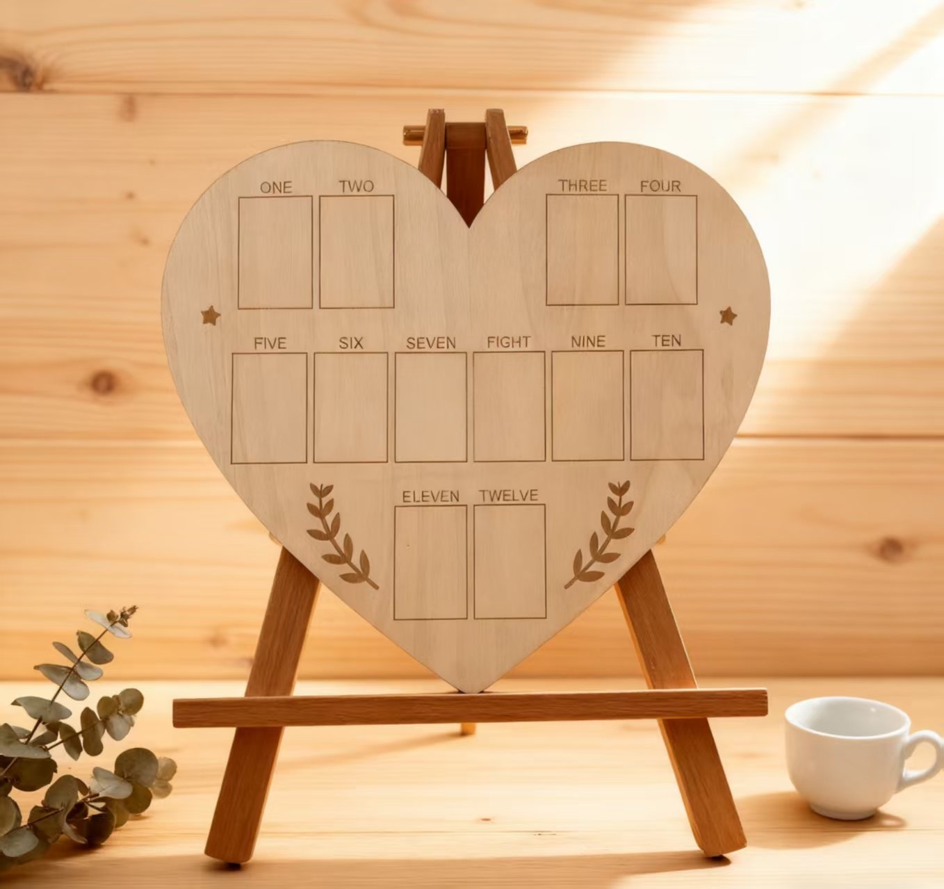 Infant Baptism Wooden Infant Commemorative Photo Frame Month Plaque Photo Display Board