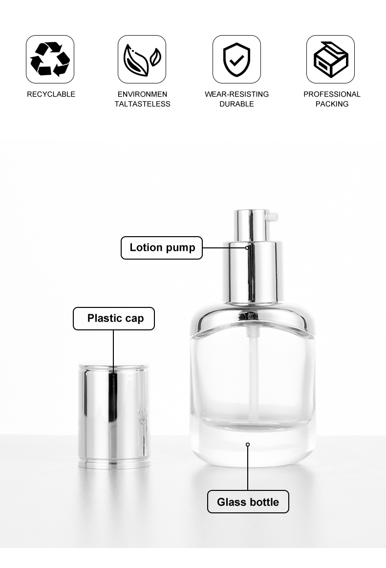 base de maquillaje líquida 30ml Glass Foundation Bottle / Cosmetic Lotion Bottle
