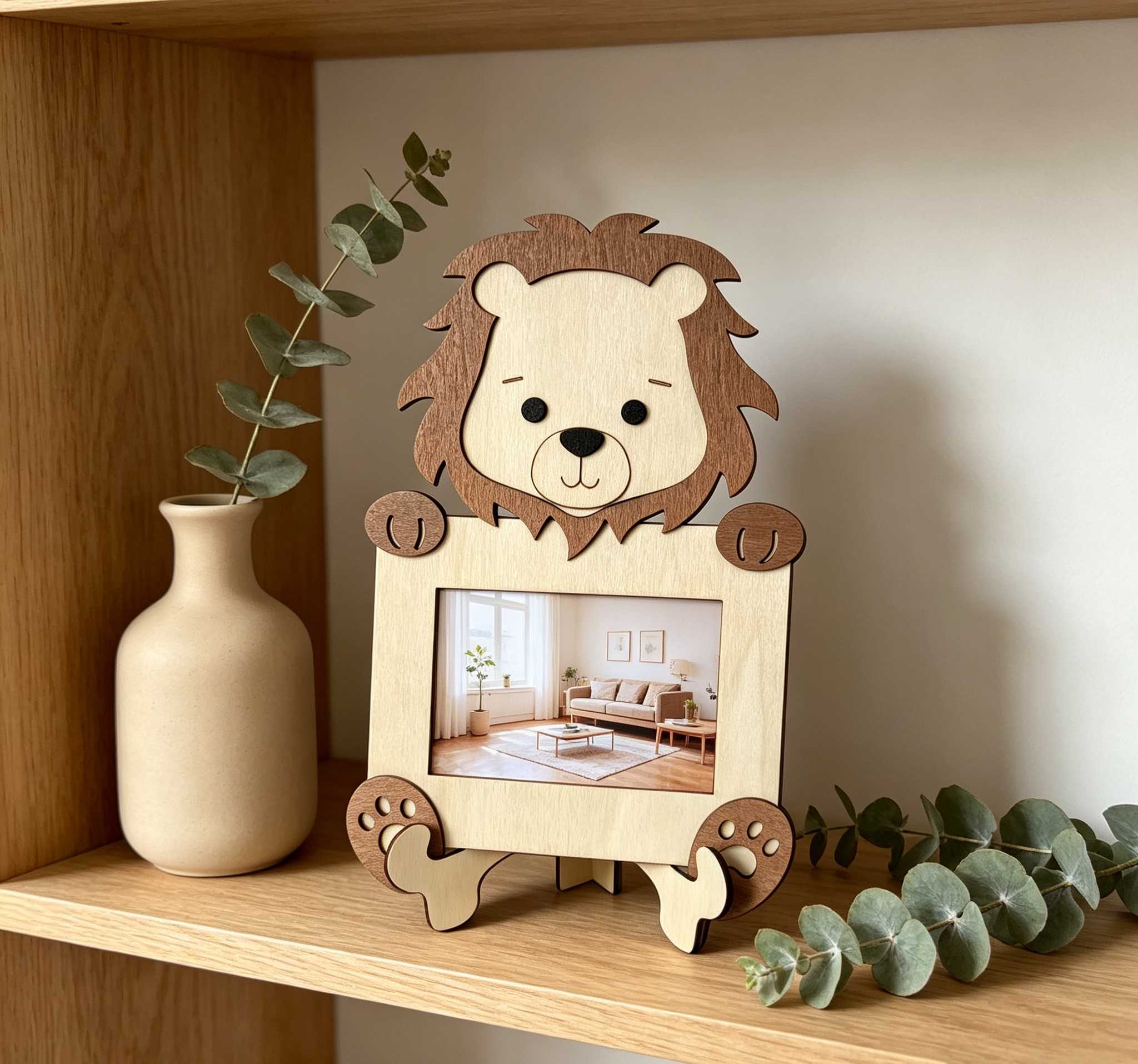 Infant Baptism Animal Photo Frame Set Fox Lion Bear